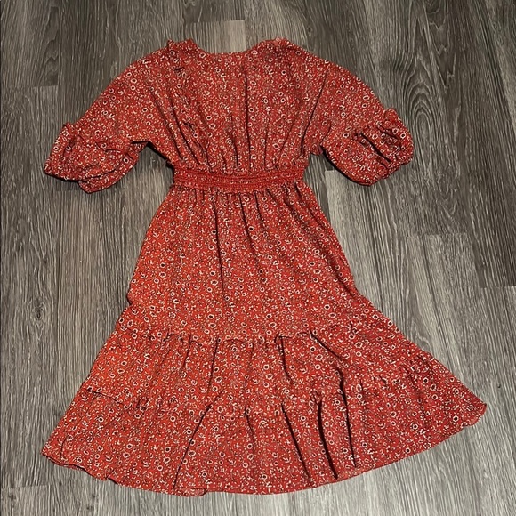 Max Studio Orange Midi Dress with Ruffled Tiered Design - Picture 8 of 11